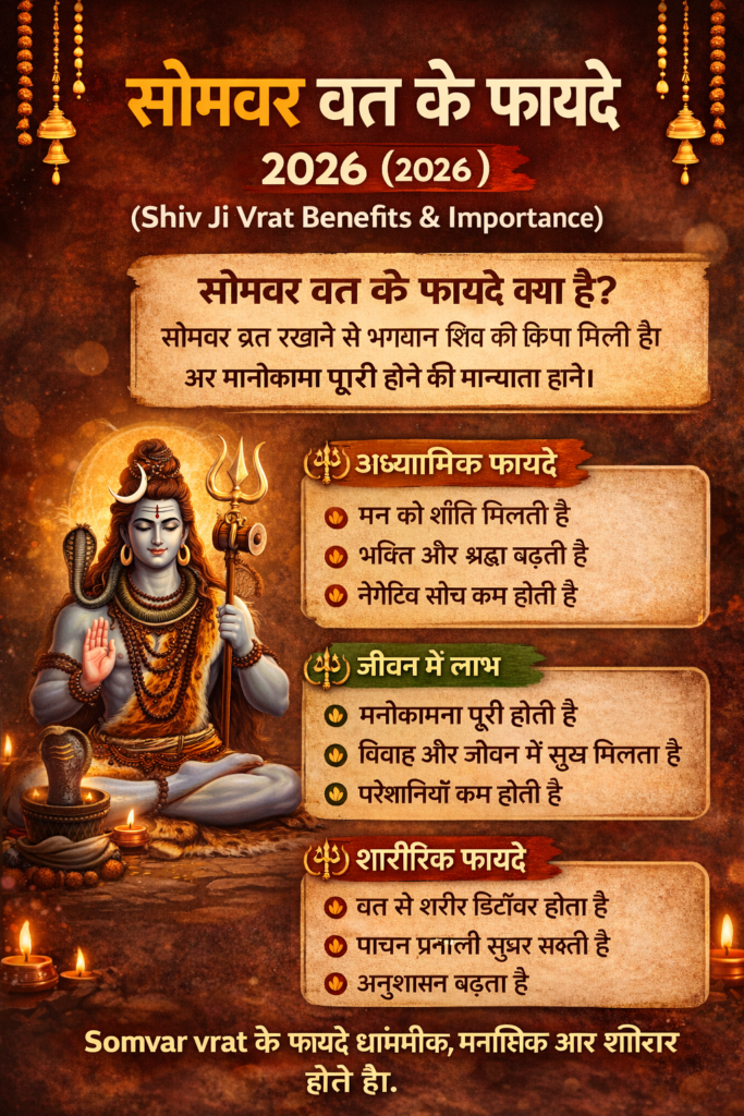 Somvar Vrat Ke Fayde 2026 (Shiv Ji Vrat Benefits & Importance)