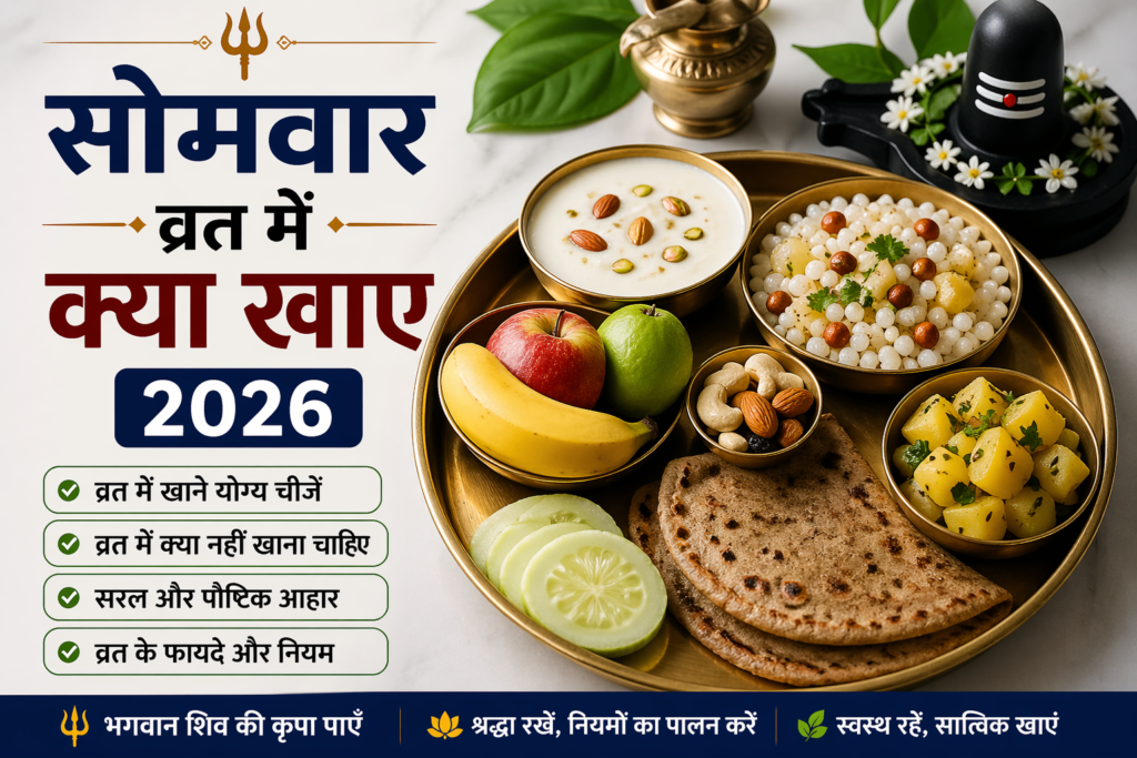 Somvar vrat me khane yogya food list 2026