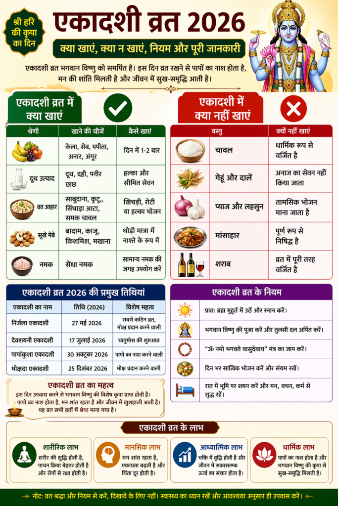 एकादशी व्रत में खाने योग्य भोजन 2026